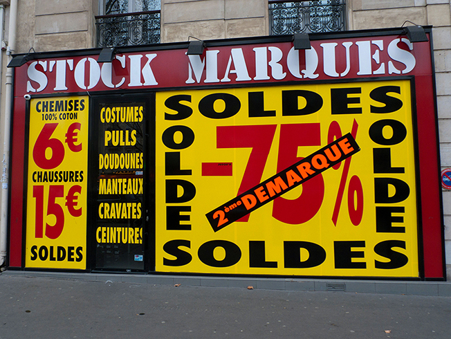 A storefront window is shown